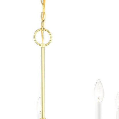 Brass Five Light Metal Dimmable Chandelier With Shades HomeRoots