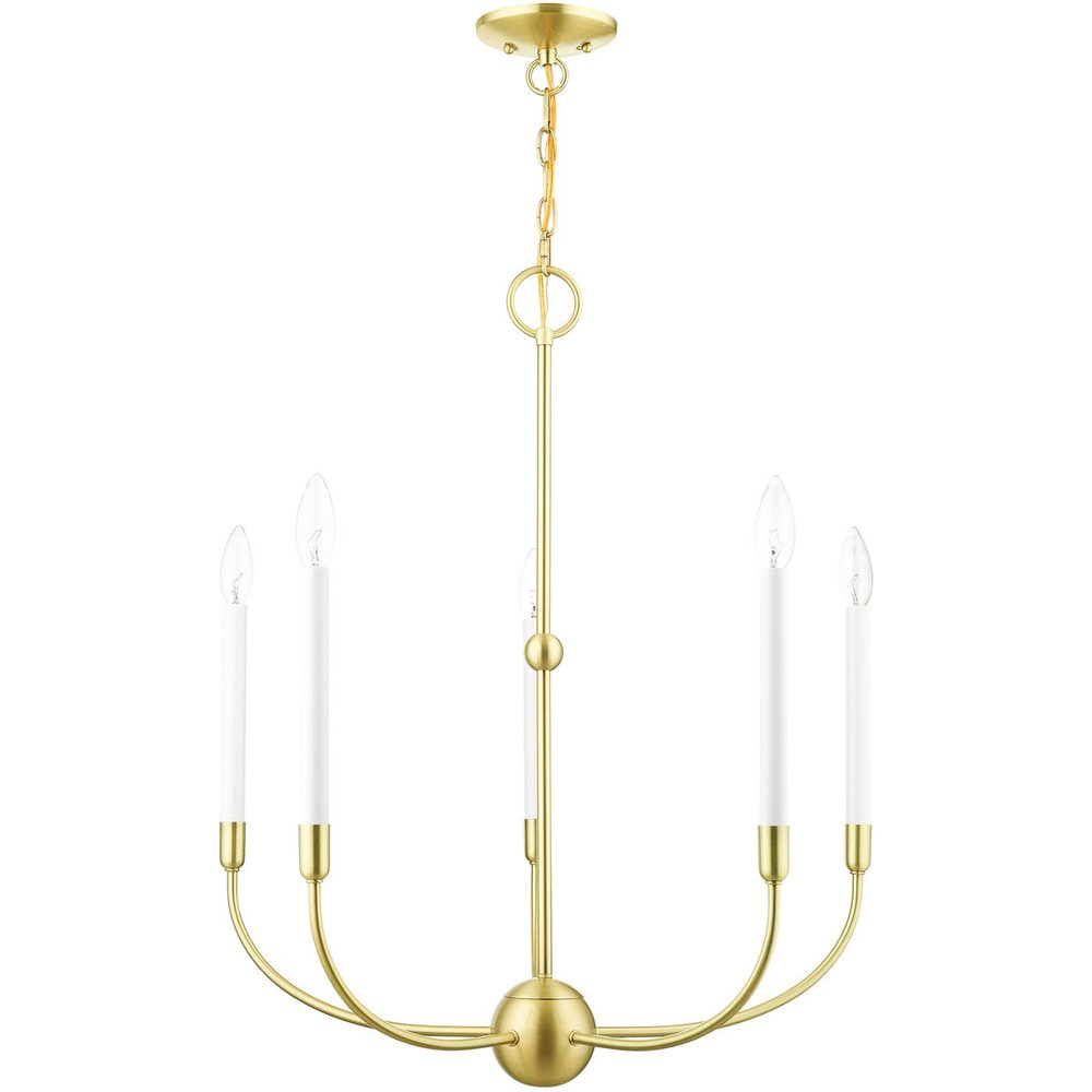 Brass Five Light Metal Dimmable Chandelier With Shades HomeRoots