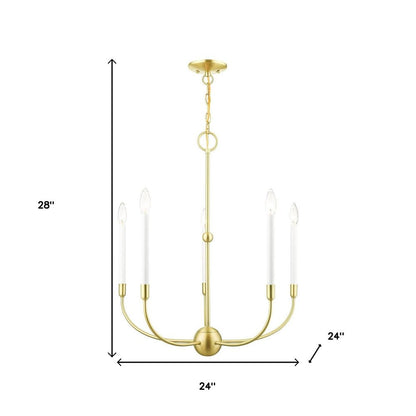 Brass Five Light Metal Dimmable Chandelier With Shades HomeRoots