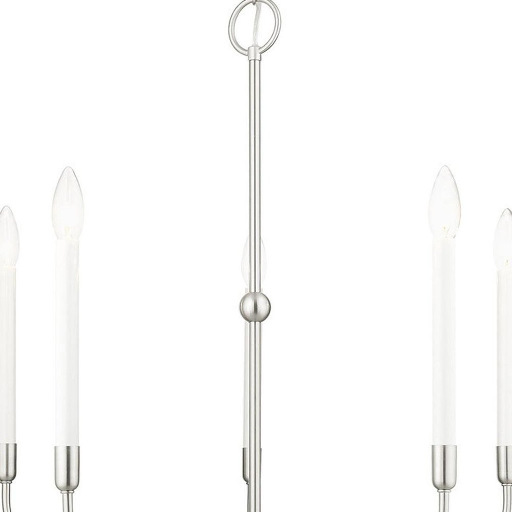 Nickel Five Light Metal Dimmable Chandelier With Shades HomeRoots