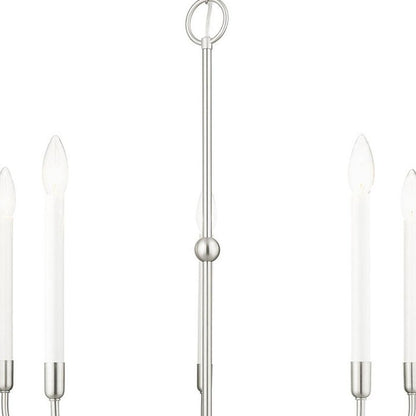 Nickel Five Light Metal Dimmable Chandelier With Shades HomeRoots