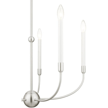 Nickel Five Light Metal Dimmable Chandelier With Shades HomeRoots