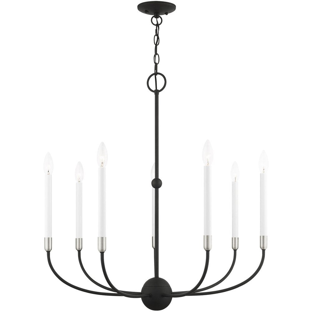 Black Seven Light Metal Dimmable Chandelier With Shades HomeRoots