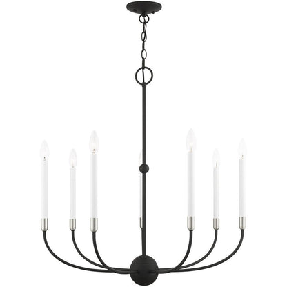 Black Seven Light Metal Dimmable Chandelier With Shades HomeRoots