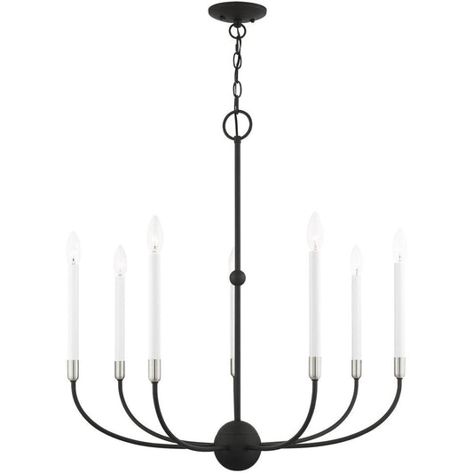 Black Seven Light Metal Dimmable Chandelier With Shades HomeRoots
