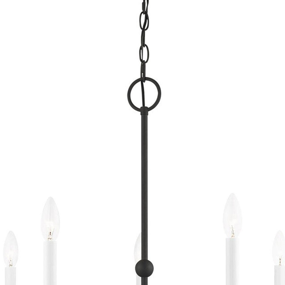 Black Seven Light Metal Dimmable Chandelier With Shades HomeRoots