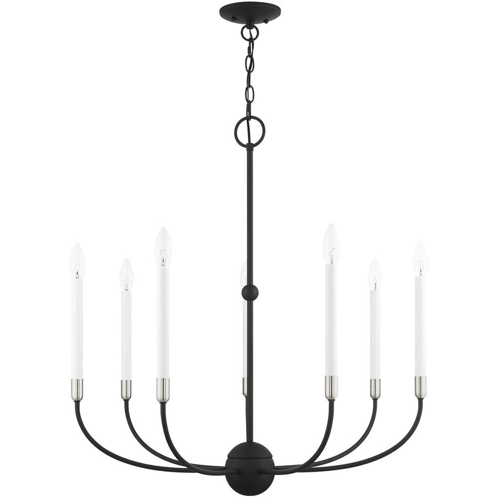 Black Seven Light Metal Dimmable Chandelier With Shades HomeRoots