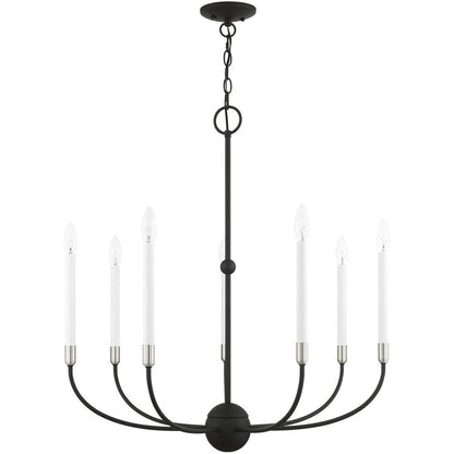Black Seven Light Metal Dimmable Chandelier With Shades HomeRoots