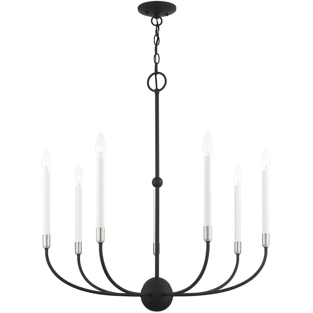 Black Seven Light Metal Dimmable Chandelier With Shades HomeRoots