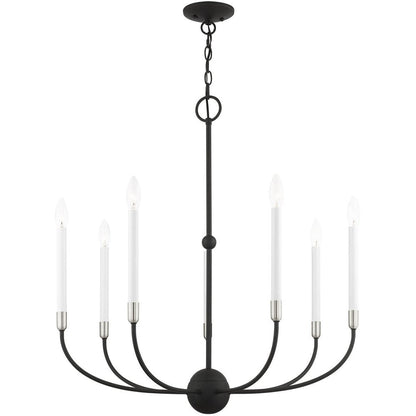 Black Seven Light Metal Dimmable Chandelier With Shades HomeRoots