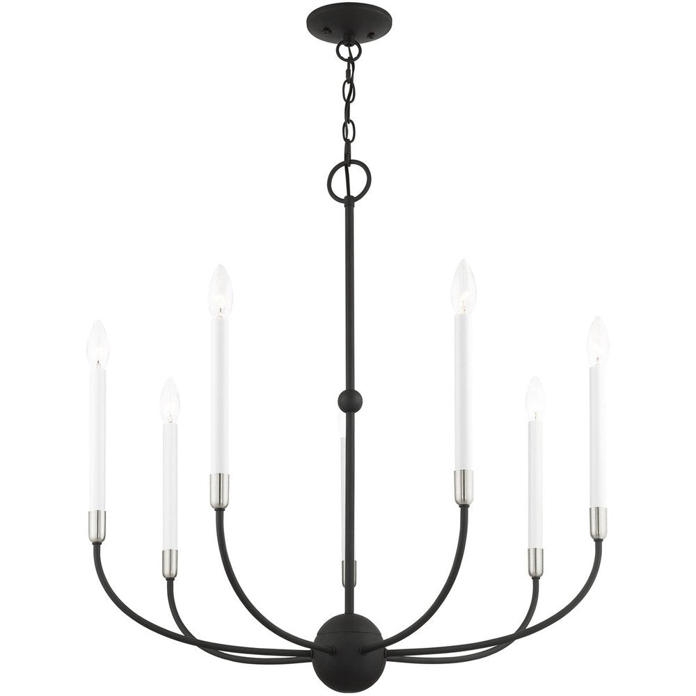 Black Seven Light Metal Dimmable Chandelier With Shades HomeRoots