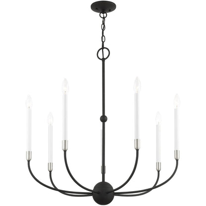 Black Seven Light Metal Dimmable Chandelier With Shades HomeRoots