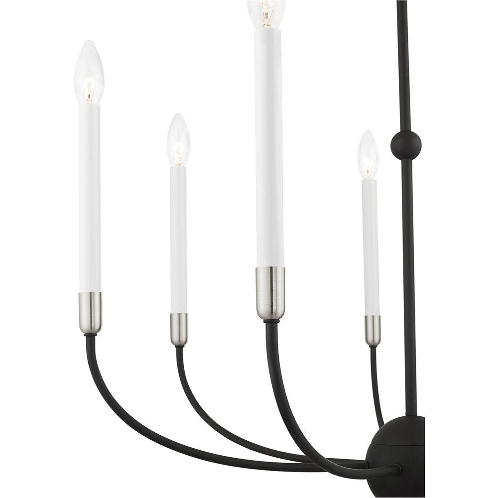 Black Seven Light Metal Dimmable Chandelier With Shades HomeRoots