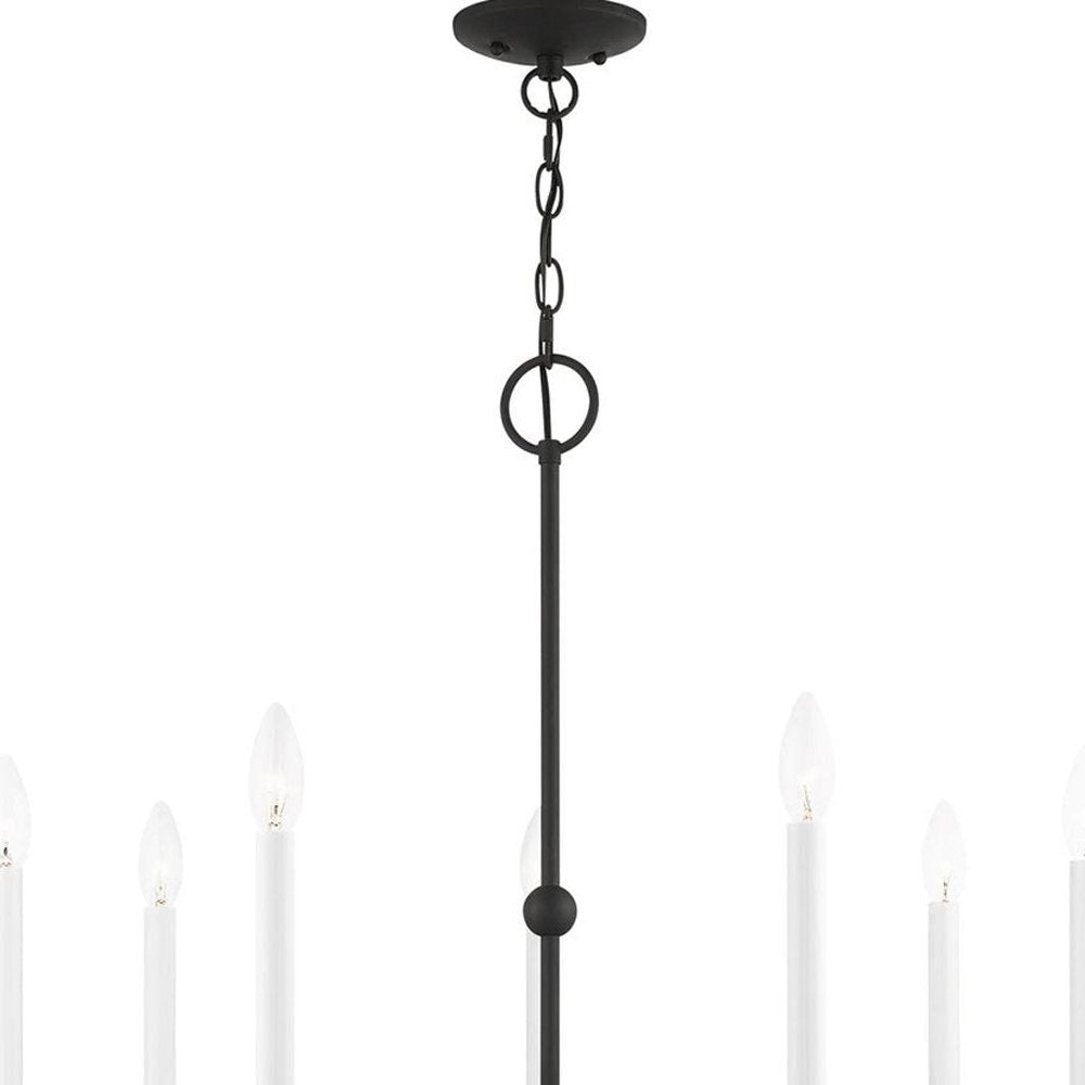 Black Seven Light Metal Dimmable Chandelier With Shades HomeRoots