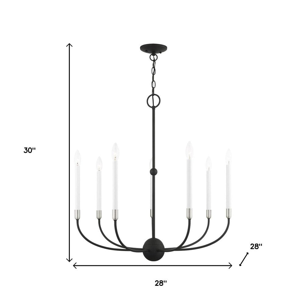 Black Seven Light Metal Dimmable Chandelier With Shades HomeRoots