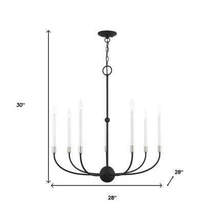 Black Seven Light Metal Dimmable Chandelier With Shades HomeRoots