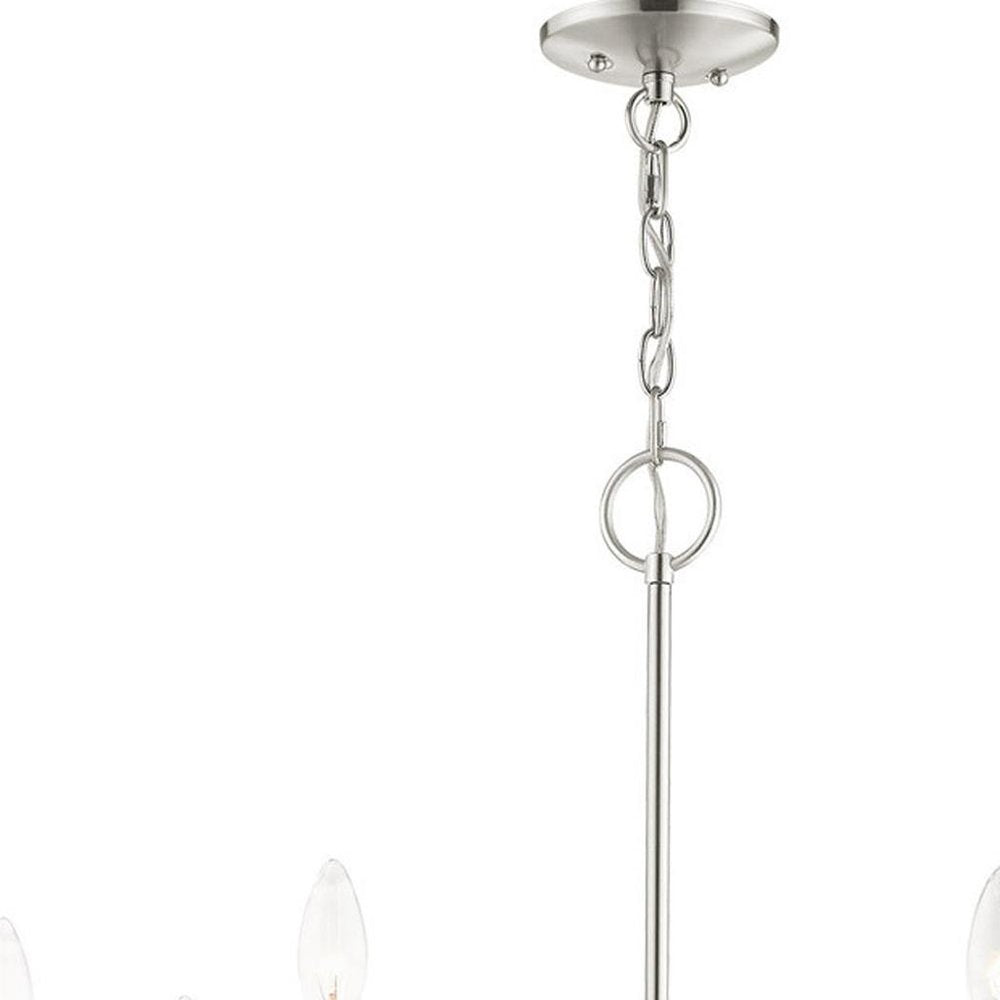 Nickel Seven Light Metal Dimmable Chandelier With Shades HomeRoots