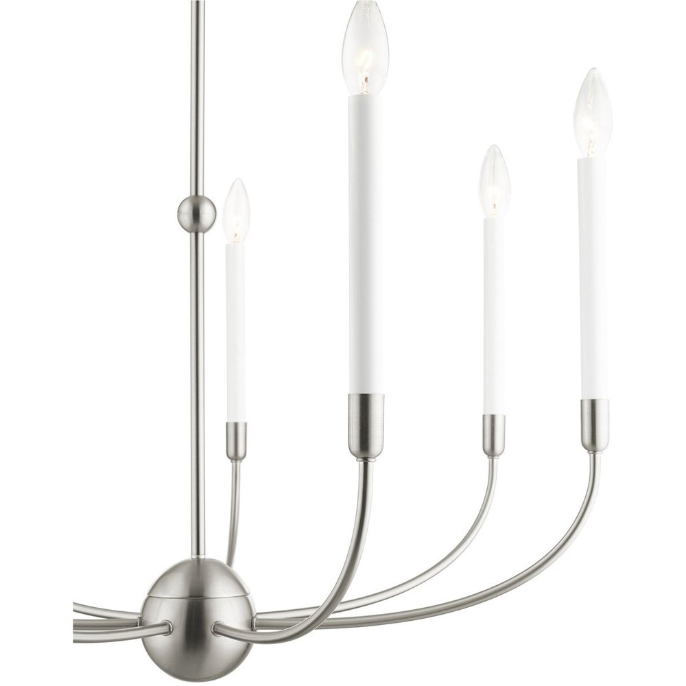 Nickel Seven Light Metal Dimmable Chandelier With Shades HomeRoots