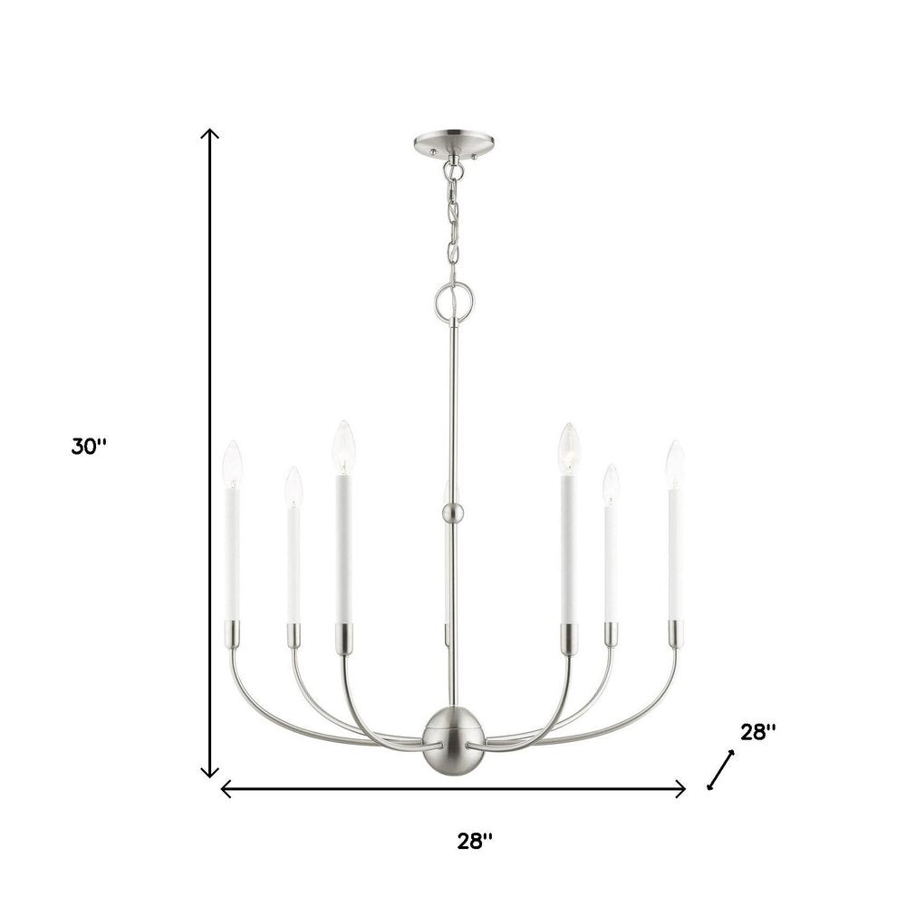Nickel Seven Light Metal Dimmable Chandelier With Shades HomeRoots