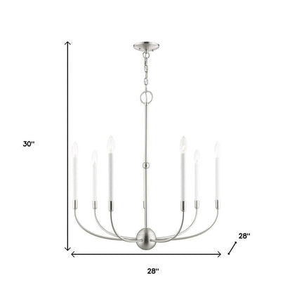 Nickel Seven Light Metal Dimmable Chandelier With Shades HomeRoots