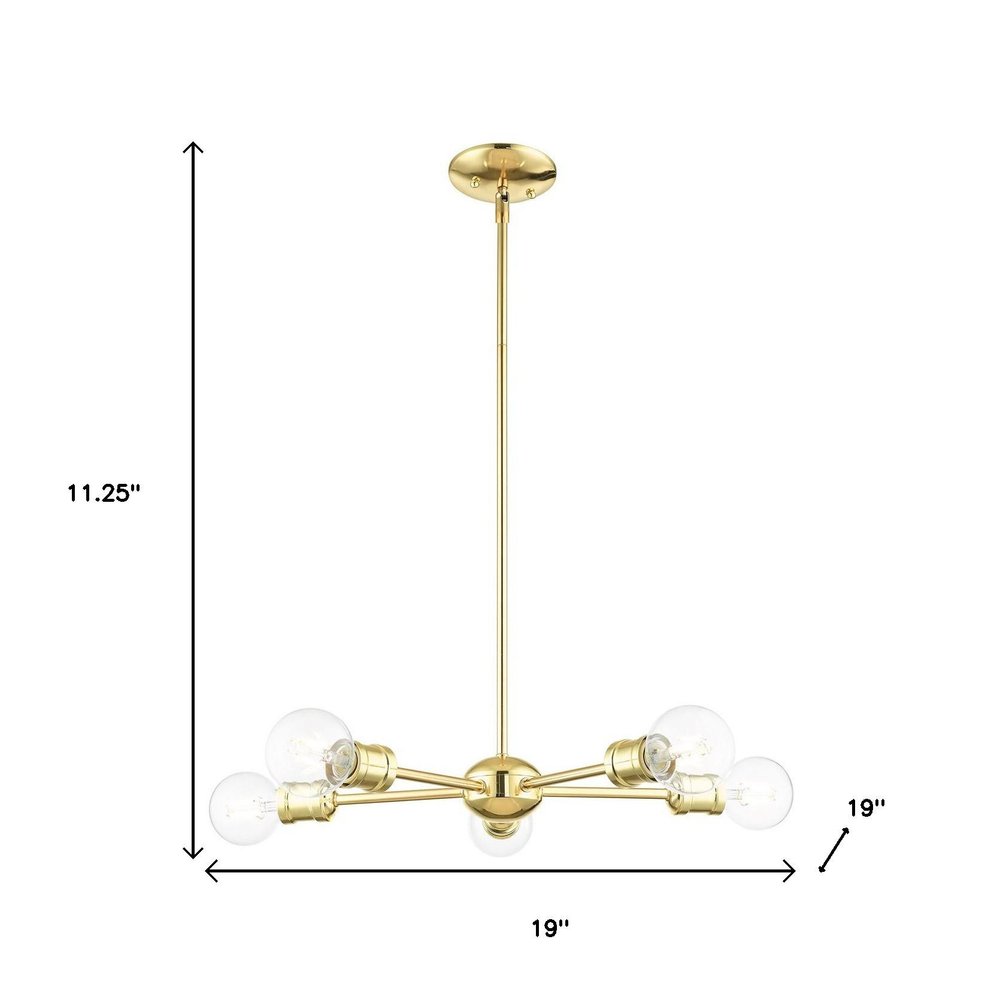 Brass Five Light Metal Dimmable Chandelier With Shades HomeRoots