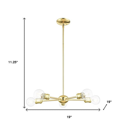 Brass Five Light Metal Dimmable Chandelier With Shades HomeRoots