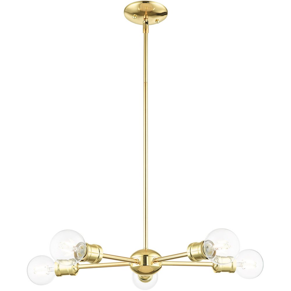 Brass Five Light Metal Dimmable Chandelier With Shades HomeRoots