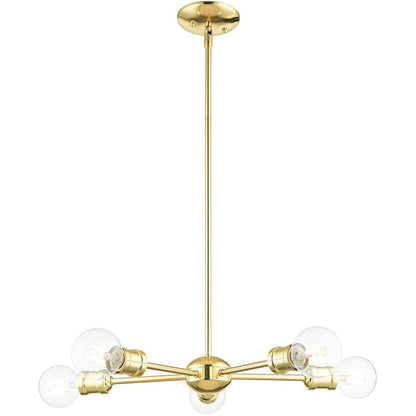 Brass Five Light Metal Dimmable Chandelier With Shades HomeRoots