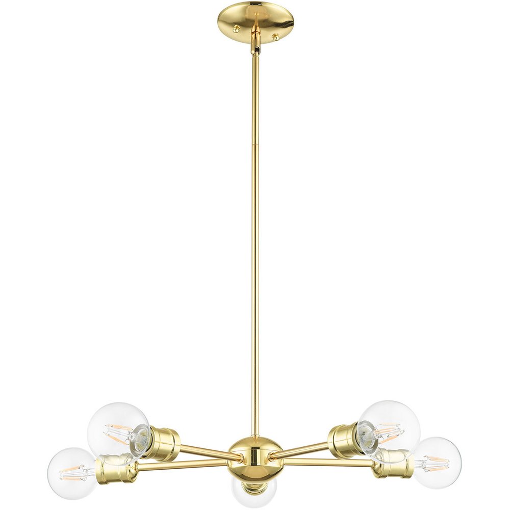 Brass Five Light Metal Dimmable Chandelier With Shades HomeRoots