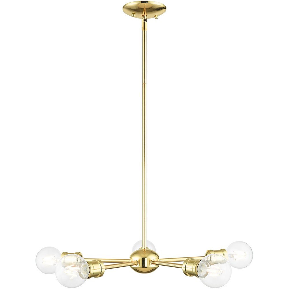 Brass Five Light Metal Dimmable Chandelier With Shades HomeRoots