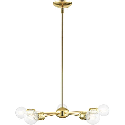 Brass Five Light Metal Dimmable Chandelier With Shades HomeRoots