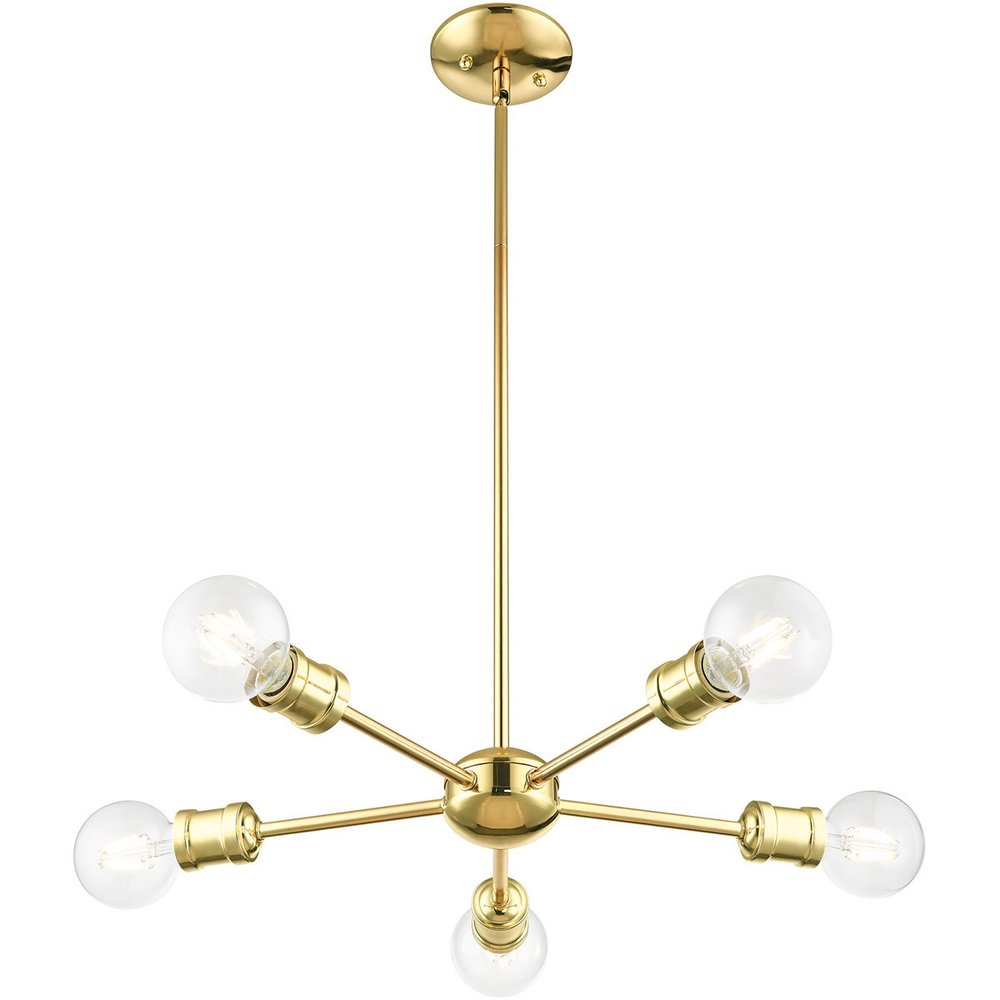 Brass Five Light Metal Dimmable Chandelier With Shades HomeRoots