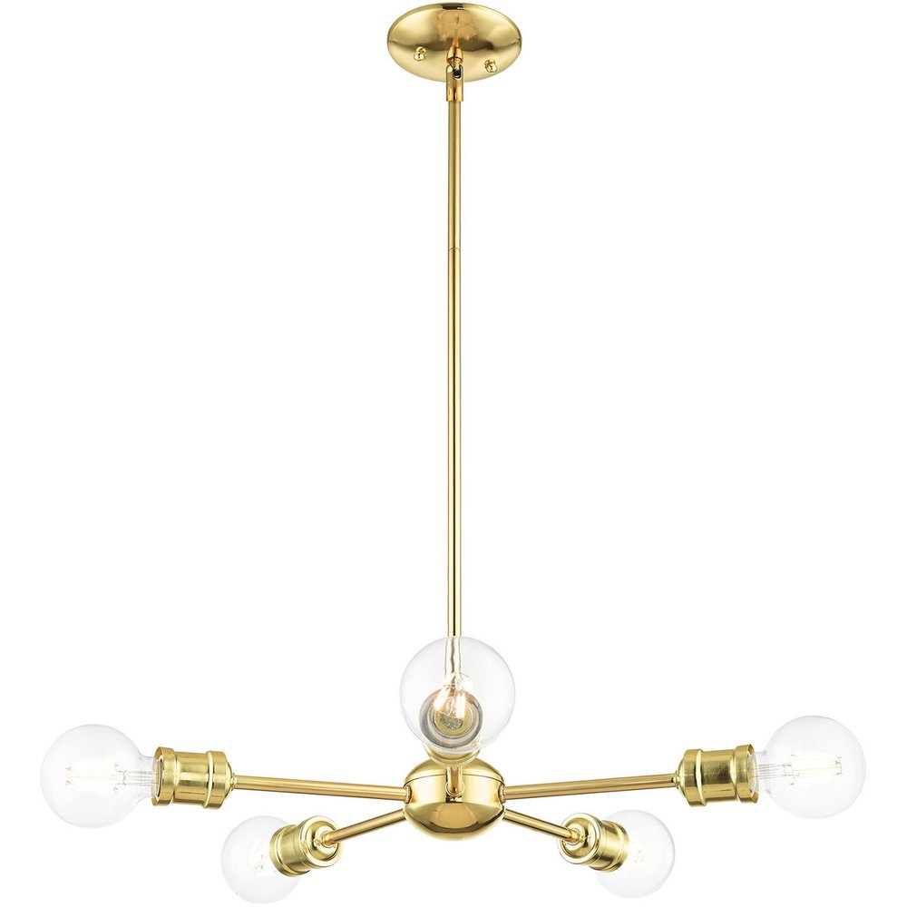 Brass Five Light Metal Dimmable Chandelier With Shades HomeRoots