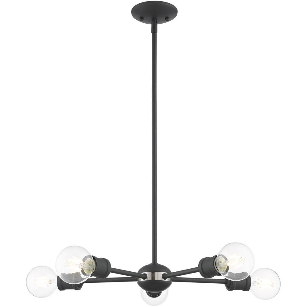 Gray Five Light Metal Dimmable Chandelier With Shades HomeRoots