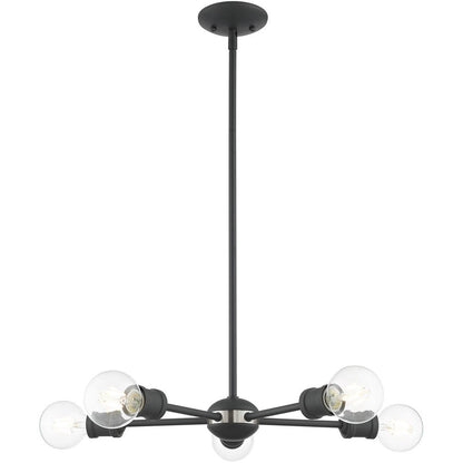 Gray Five Light Metal Dimmable Chandelier With Shades HomeRoots