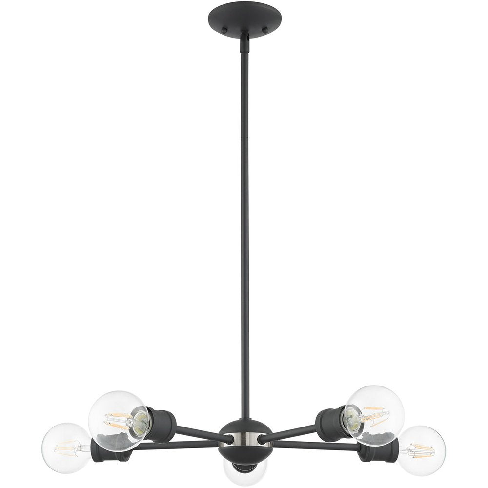 Gray Five Light Metal Dimmable Chandelier With Shades HomeRoots