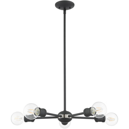 Gray Five Light Metal Dimmable Chandelier With Shades HomeRoots