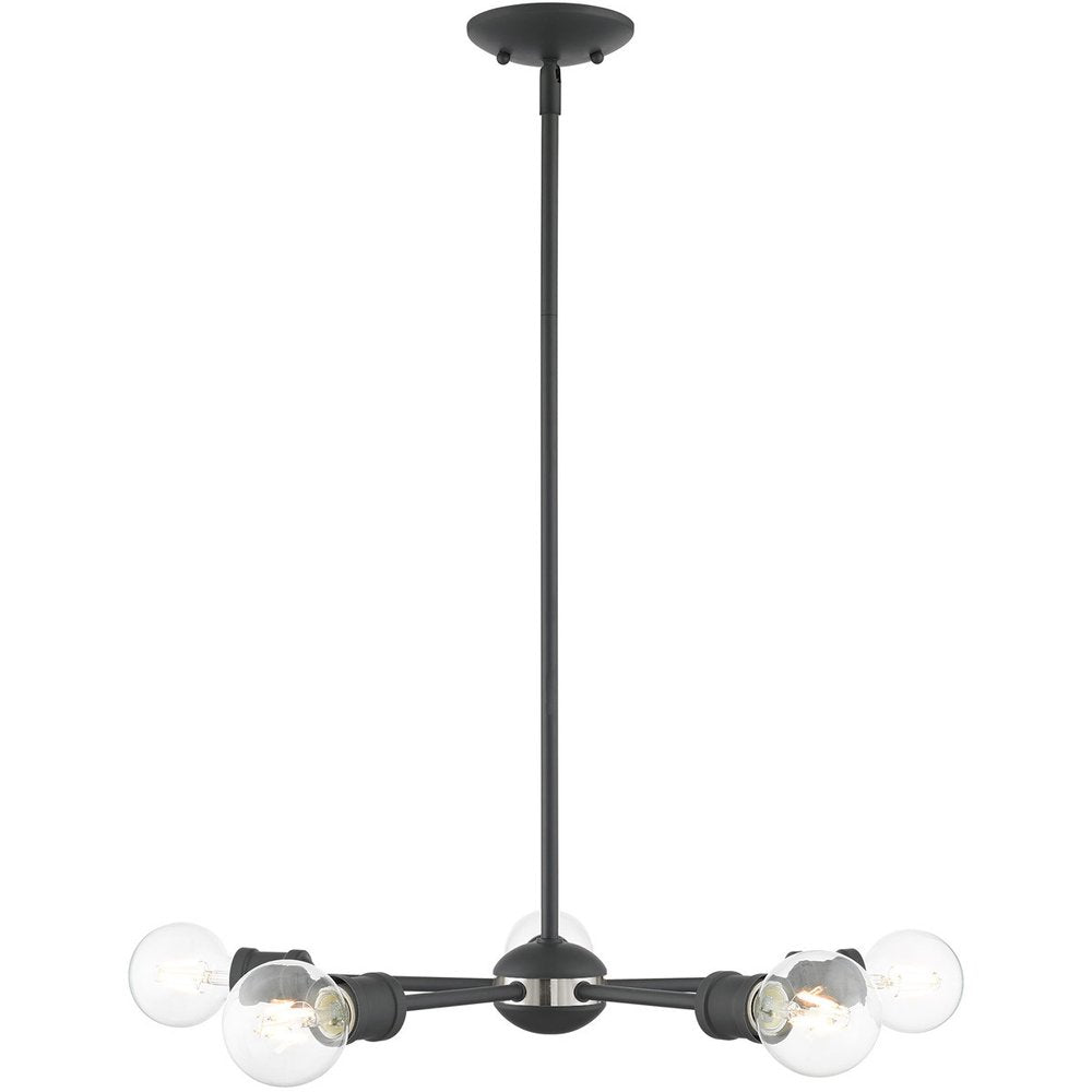 Gray Five Light Metal Dimmable Chandelier With Shades HomeRoots