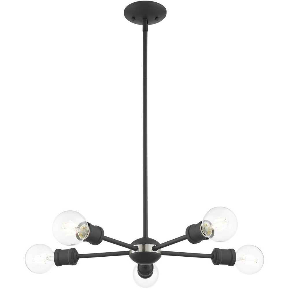 Gray Five Light Metal Dimmable Chandelier With Shades HomeRoots