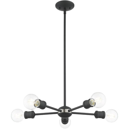 Gray Five Light Metal Dimmable Chandelier With Shades HomeRoots