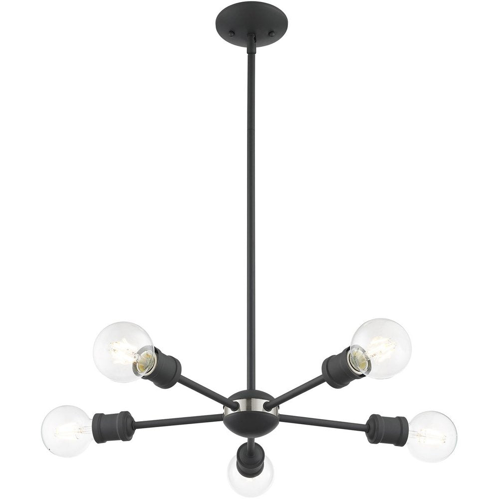 Gray Five Light Metal Dimmable Chandelier With Shades HomeRoots