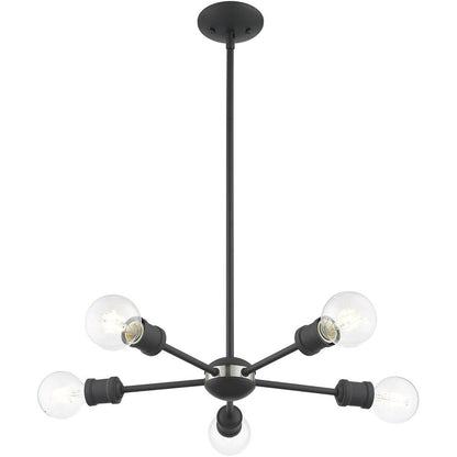 Gray Five Light Metal Dimmable Chandelier With Shades HomeRoots