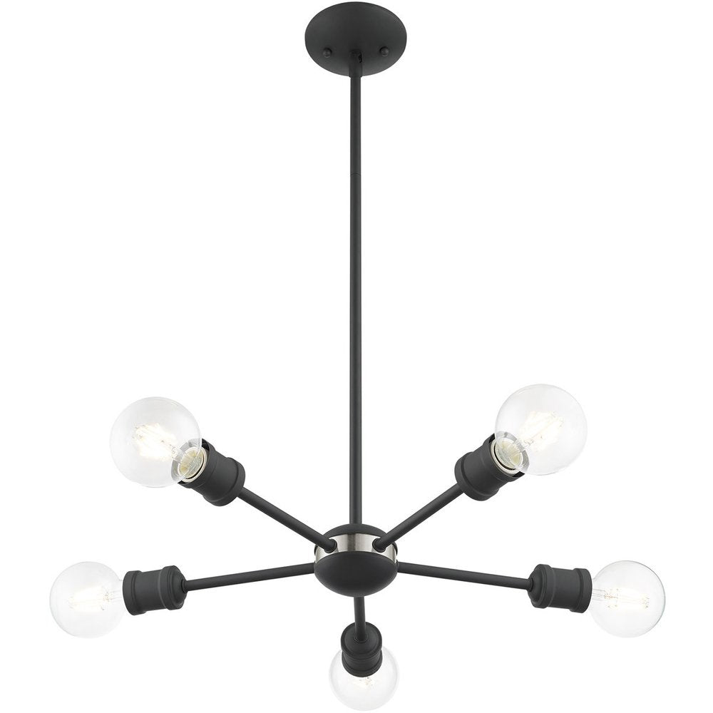 Gray Five Light Metal Dimmable Chandelier With Shades HomeRoots