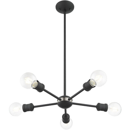 Gray Five Light Metal Dimmable Chandelier With Shades HomeRoots