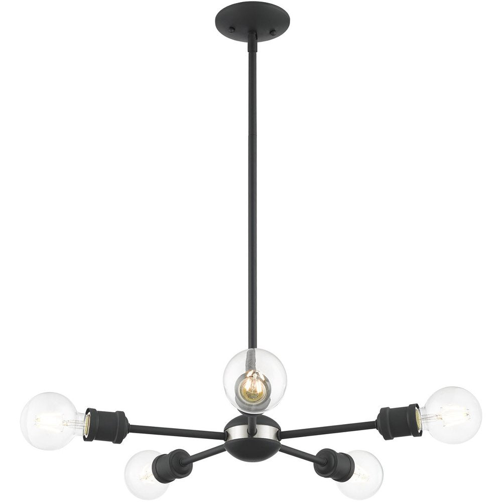 Gray Five Light Metal Dimmable Chandelier With Shades HomeRoots
