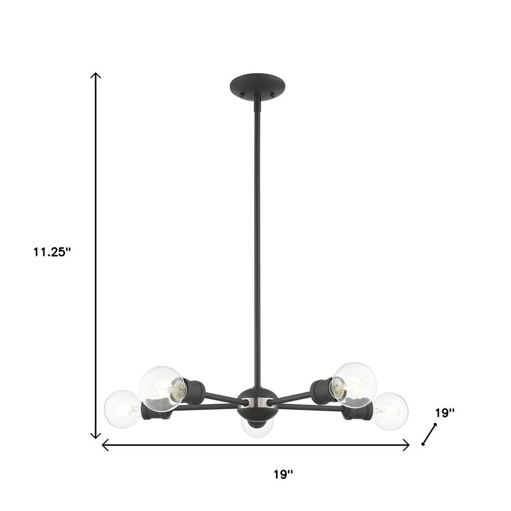 Gray Five Light Metal Dimmable Chandelier With Shades HomeRoots