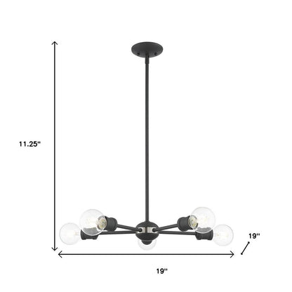 Gray Five Light Metal Dimmable Chandelier With Shades HomeRoots