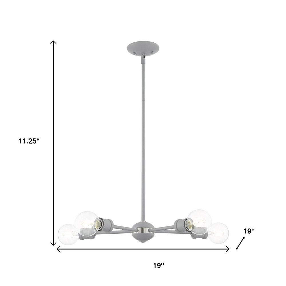 Gray Five Light Metal Dimmable Chandelier With Shades HomeRoots