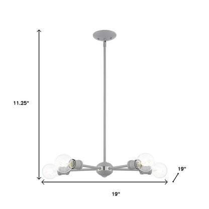 Gray Five Light Metal Dimmable Chandelier With Shades HomeRoots