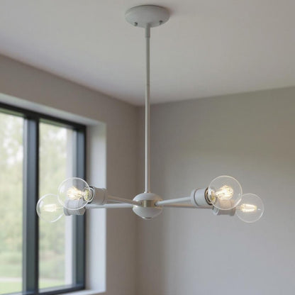 Gray Five Light Metal Dimmable Chandelier With Shades HomeRoots